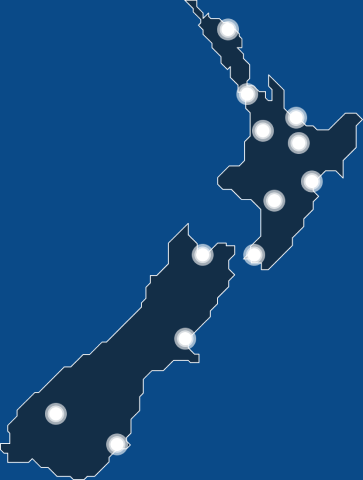 Map showing ALH: New Zealand Labour Hire branch locations